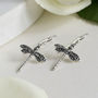 Sterling Silver Little Dragonfly Dangly Earrings, thumbnail 1 of 7