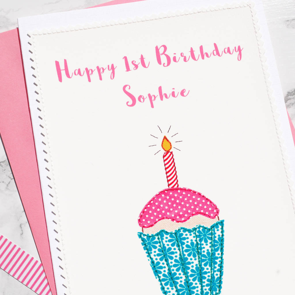 Cupcake Personalised Girls 1st Birthday Card By Jenny Arnott Cards