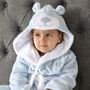 Personalised Blue Teddy Hooded Baby Dressing Gown, thumbnail 2 of 7