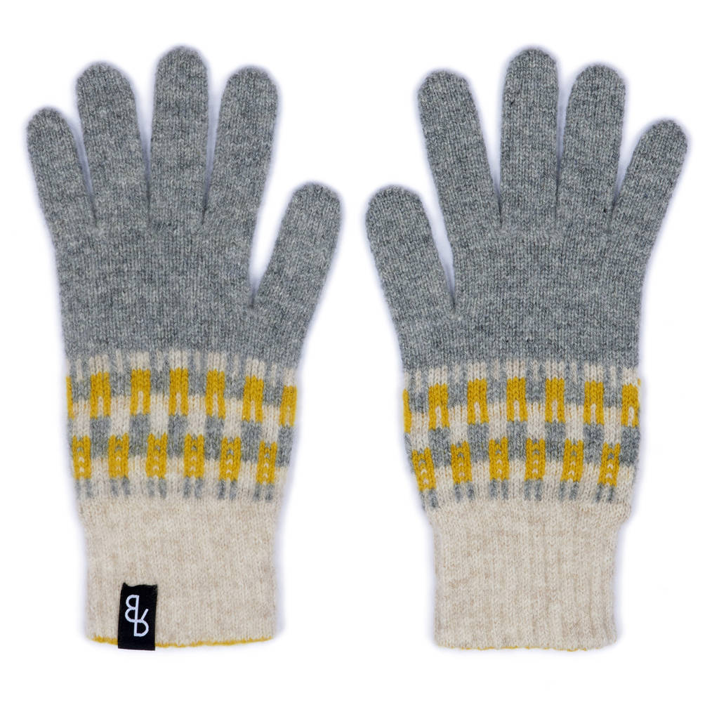 Women's Knitted Lambswool Gloves Yellow By Rose Brown