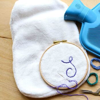 Personalised Initial Hot Water Bottle Stitch Kit Gift, 4 of 4