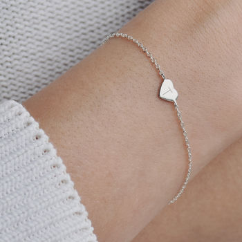 Monogram Personalised Sterling Silver Heart Bracelet, 4 of 9