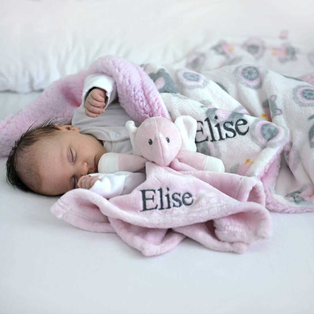 Personalised Pink Blanket And Comforter Set
