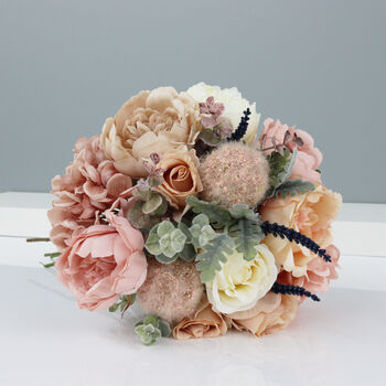 Blush Pink And Peach Bridal Artificial Flower Bouquet, 2 of 12