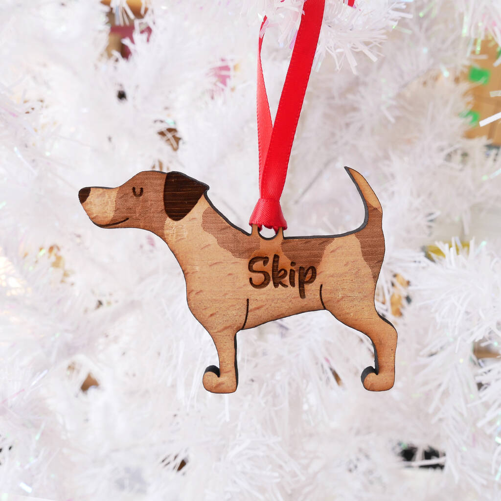 Personalised Jack Russell Wooden Christmas Decoration By Hoobynoo
