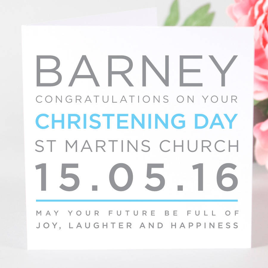 Personalised Typography Christening Day Card, 1 of 3