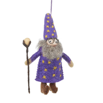 Handmade Felt Wendall The Wizard Hanging Decoration, 2 of 6