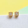 November Birthstone Gold Plated Silver Square Studs, thumbnail 5 of 6