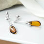 Sterling Silver Contemporary Amber Teardrop Studs, thumbnail 1 of 4