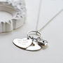 Engravable Sterling Silver Heart Lock Cluster Necklace, thumbnail 3 of 6