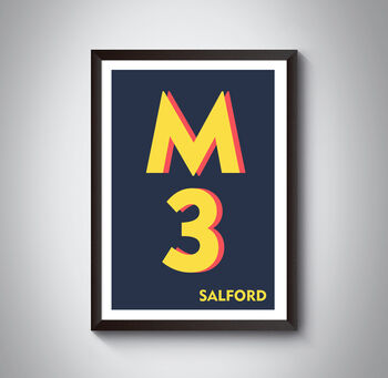 M3 Manchester Typography Postcode Print, 5 of 8