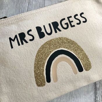 Personalised Gold Glitter Rainbow Pouch Bag, 2 of 2