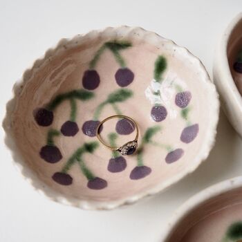 Handmade Ceramic Purple Cherry Ring Dish, 6 of 8