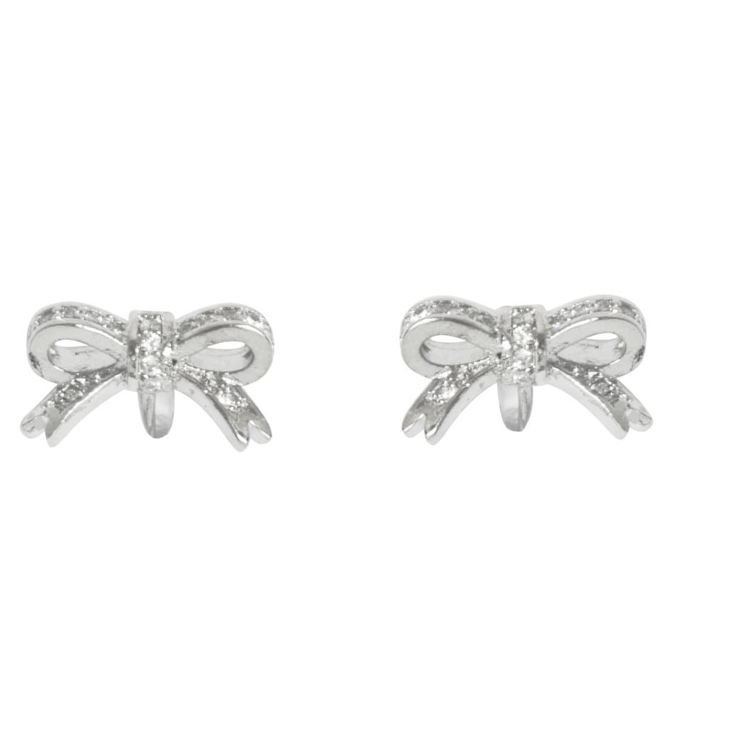 bow tie earrings diamante silver earrings by amara amara ...