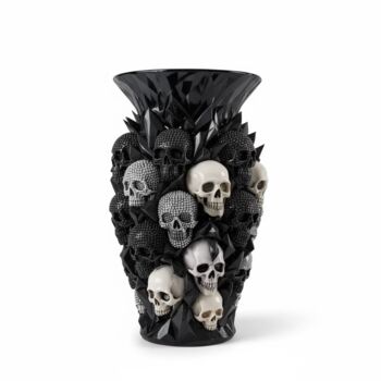 Black And Silver Skull Vase, 3 of 7