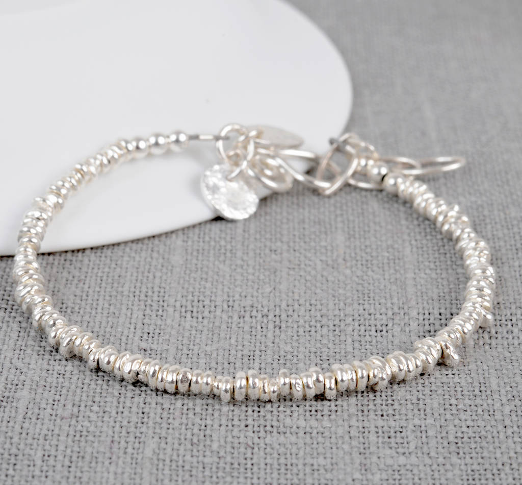 Sterling Silver Personalised Small Nugget Bracelet By Lucy Kemp Silver ...