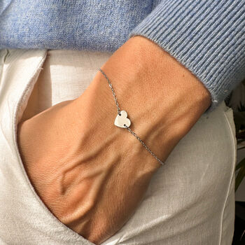 Dainty Heart Bracelet With Birthstone, 2 of 12