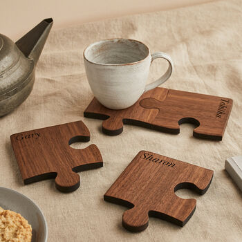 Personalised Wooden Gift Set Of Four Walnut Coasters, 2 of 6