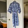 Wrap Kimono In Summer Blu Block Print, thumbnail 3 of 4