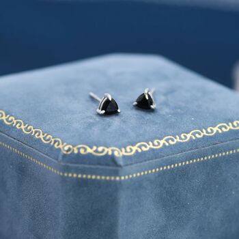 Trillion Cut Onyx Black Cz Stud Earrings, 5 of 11