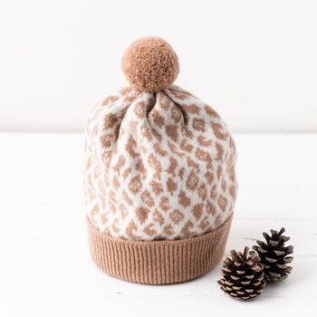 Leopard Knitted Pom Pom Hat, 4 of 11