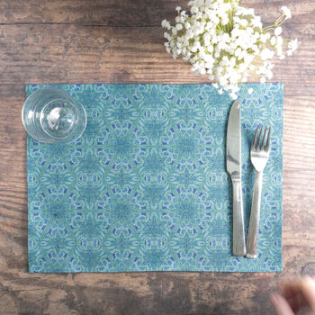 'Agapanthus' Blue Green Placemat, 7 of 8