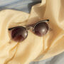 Transparent Grey Cat Eye Sunglasses With Brow Line, thumbnail 1 of 4