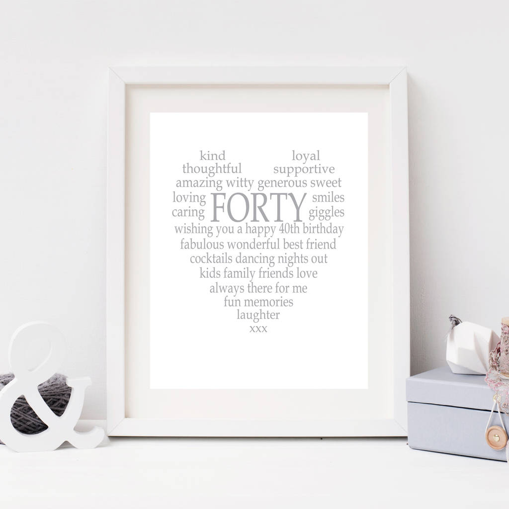 personalised 40th birthday print by ciliegia designs ...