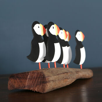 Six Puffins On Driftwood Decoration, 3 of 4