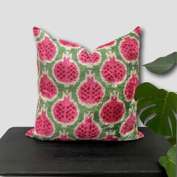 Pink And Green Velvet Cushion Cover, 2 of 2