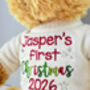 Traditional First Christmas Embroidered Personalised Teddy Bear, thumbnail 2 of 4