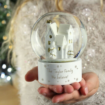 Personalised New Home Christmas Village Snow Globe, 4 of 8