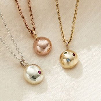 9ct Gold Molten Orb Birthstone Necklace, 7 of 8