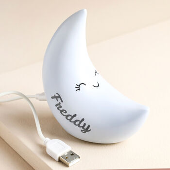 Personalised Smiling Crescent Moon LED Night Light, 4 of 5