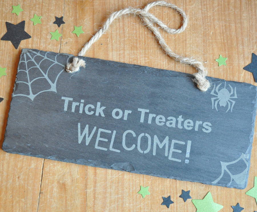 Trick Or Treat Halloween Slate Sign, 1 of 4