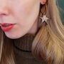 Sepia And Gold Star Earrings, thumbnail 3 of 4