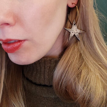 Sepia And Gold Star Earrings, 3 of 4