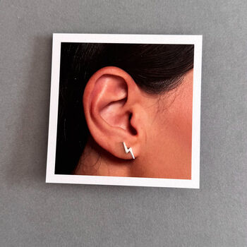 You Are Electric Silver Lightning Stud Earrings, 7 of 9