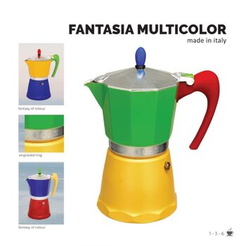 Italian Moka Pot Espresso Maker In Green And Yellow, 4 of 5