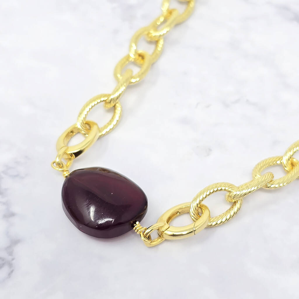 Garnet January Birthstone Statement Pendant Necklace, 1 of 6