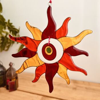 Vibrant Orange And Red Sunshine And Rays Sun Catcher, 2 of 5