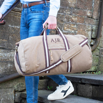 Personalised Canvas Holdall Bag With Shoulder Strap, 4 of 8