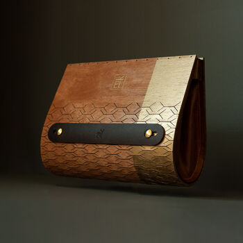 Mahogany Hardwood And Leather Clutch Bag, 2 of 9