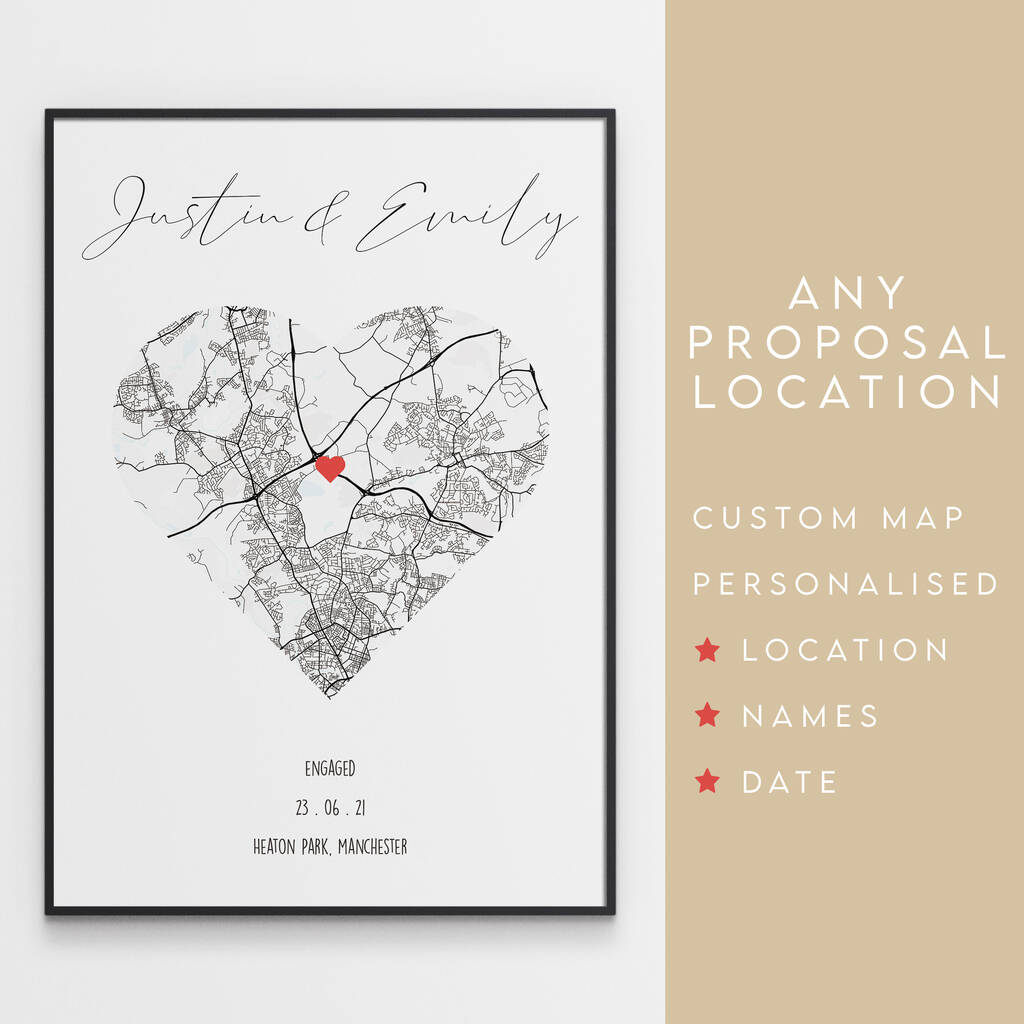 Engagement Gift Personalised Proposal Location Print, 1 of 4
