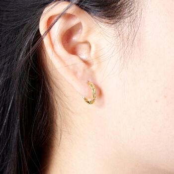Gold Thorn Hoop Earrings, Dainty Minimalistic Huggie Hoops, 3 of 7