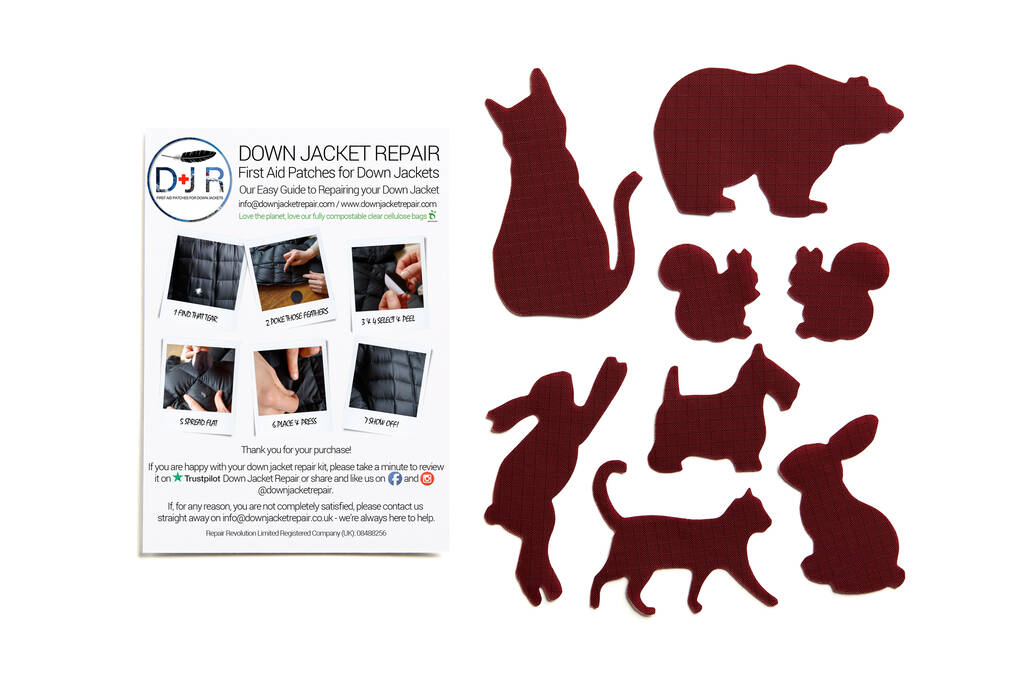 Animal Repair Patch Kit Burgundy By Down Jacket Repair