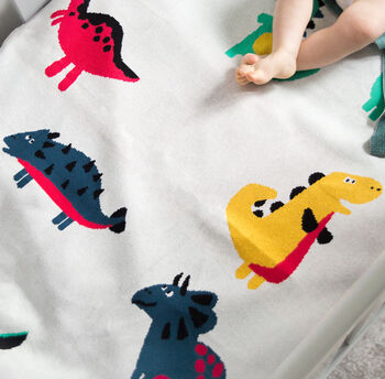 Personalised Dinosaurs Cotton Knit Blanket, 5 of 12