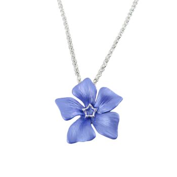 Periwinkle Blue Flower Pendant Necklace, 5 of 6
