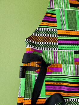 African Print Apron | Green Kente Kofi Print, 2 of 5