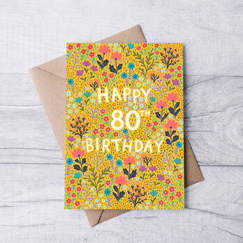 80th Birthday Card For Women, Floral 80th Card, For Her, 3 of 4